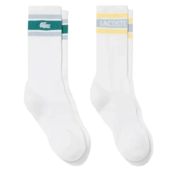 Теннисные носки Lacoste Ribbed 2P - white/green/grey/yellow