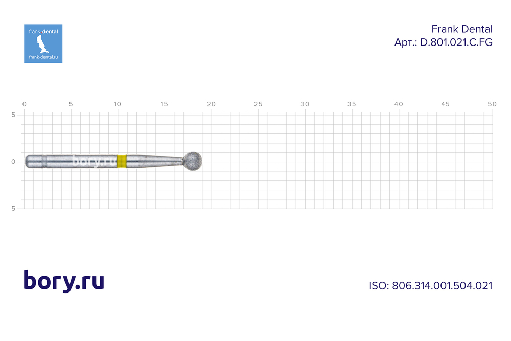Бор алмазный желтый Frank Dental типа FG - D.801.021.C.FG