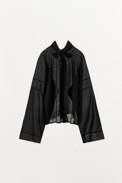 ZARA СТРУЯЩИЙСЯ ТОП С БУСИНАМИ, ЧЕРНЫЙ