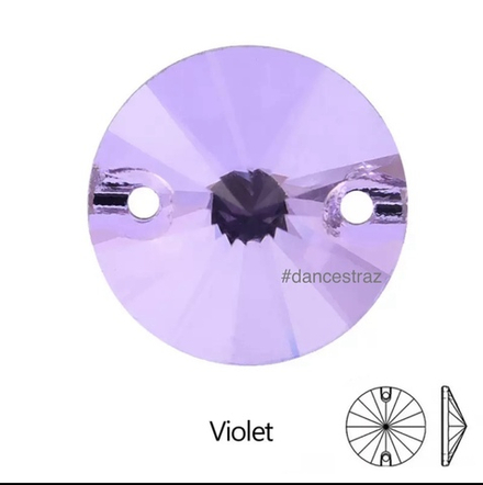 Стразы пришивные, Rivoli, Violet, 371, 12mm, (112 ea/pkg), 5A+, (F2)