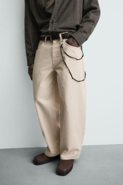 ZARA ДЖИНСЫ BALLOON FIT, ЭКРЮ