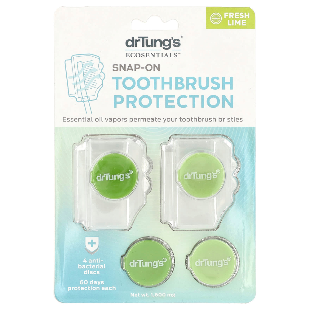 Dr. Tung's, Ecosentials™, Snap-on, защита для зубов, освежающий лайм, 4 шт.