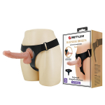 Женский телесный страпон 20см со стыковочной платформой Pretty Love Harness Briefs Kevin BW-022091NR