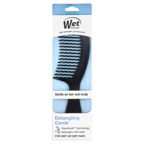 Wet Brush, расческа для распутывания волос, для влажных или сухих волос, черный, 1 гребень