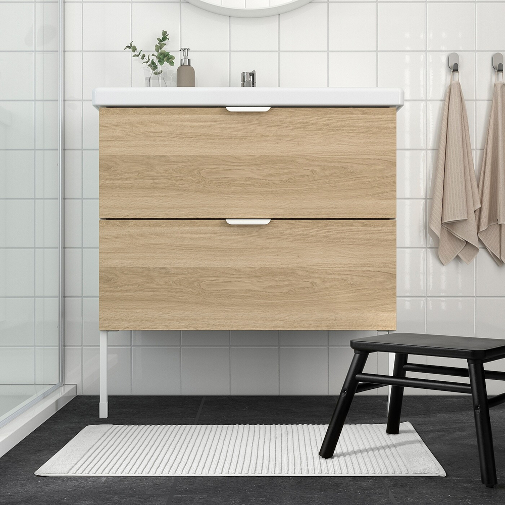 IKEA ALSTERN  (ИКЕА АЛСТЕРН)  -  Коврик для ванной комнаты, белый, 50x80 см