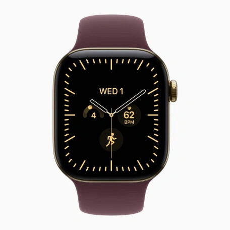 Умные часы Apple Watch Series 12 46mm Cellular Radiant Gold Titanium Burgundy Sport Band S/M