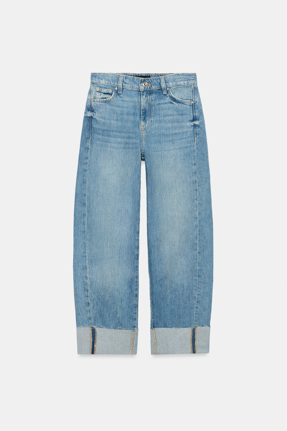 ДЖИНСЫ Z1975 BAGGY СО СРЕДНЕЙ ПОСАДКОЙ И ОТВОРОТАМИ — ZARA