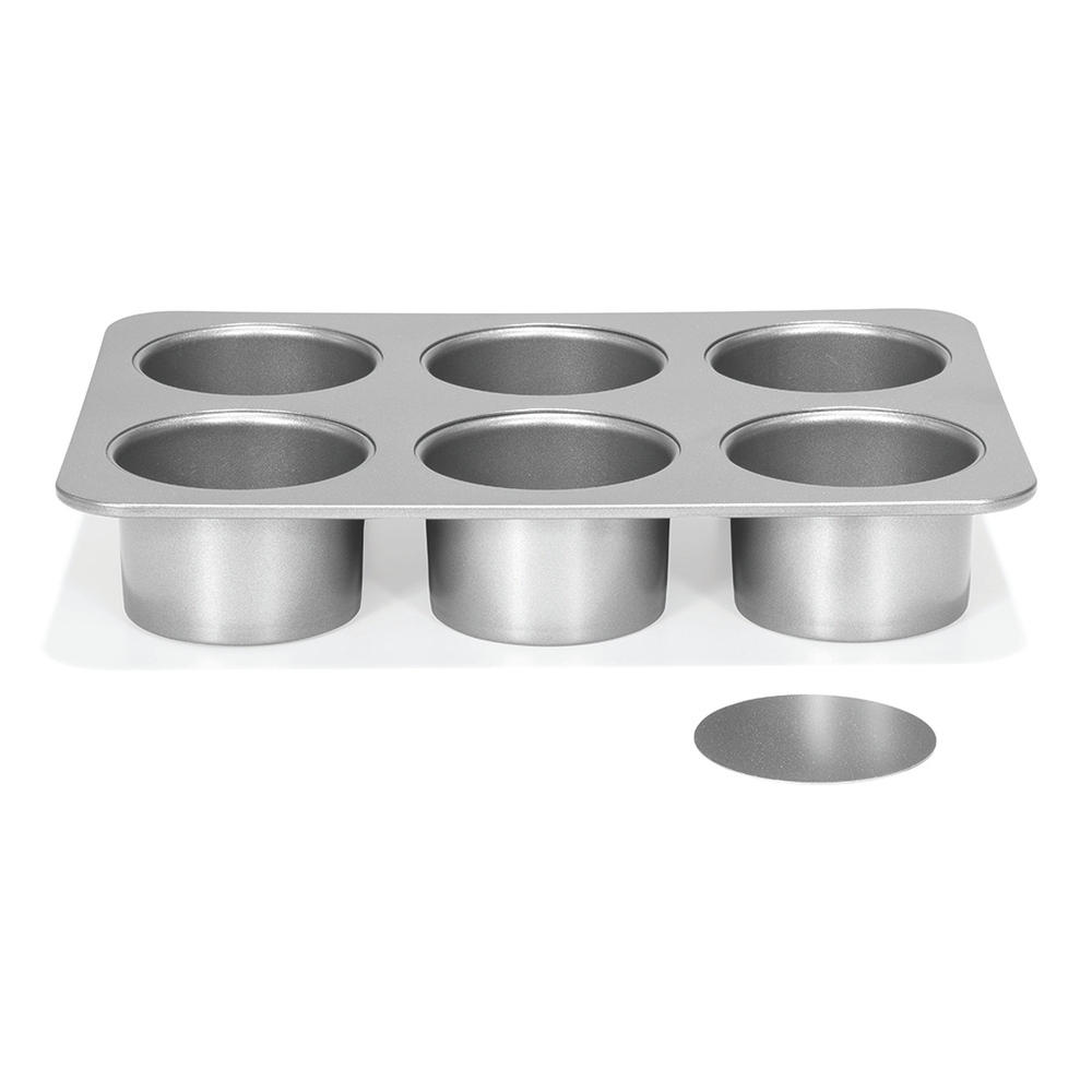 Форма для выпечки чизкейков на 6 ячеек со съемным дном Patisse Silver 31х22х5.5 см