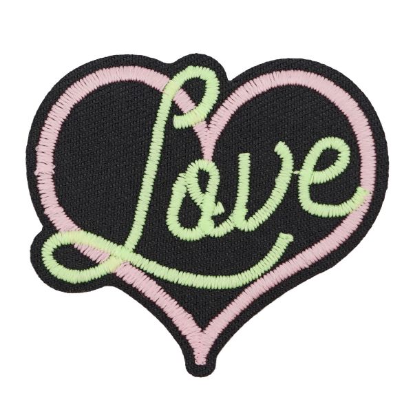 Аппликация термоклеевая светящаяся в темноте Сердце Love, Hobby&Pro