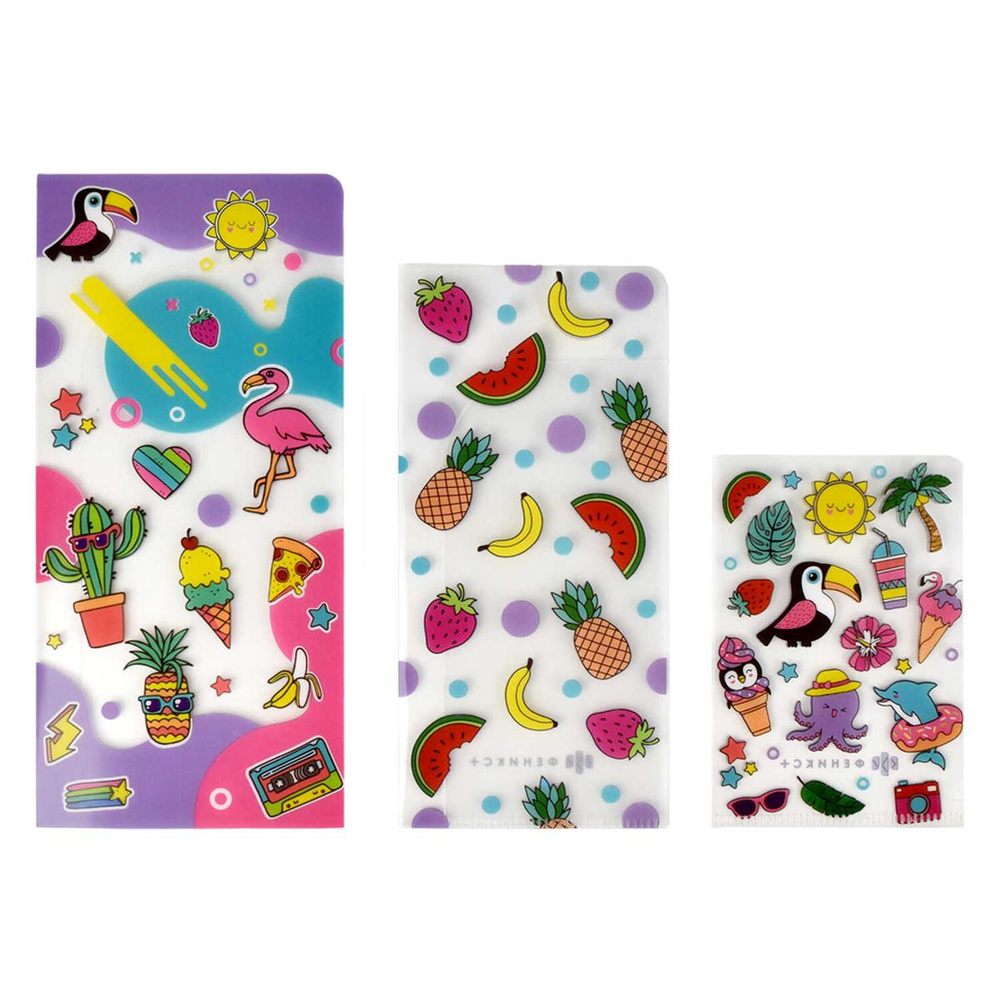 Папка д/документов 3 шт. в наборе (8.1х17.5; 7х15; 7х10) "Тропики" пласт. (Феникс+)