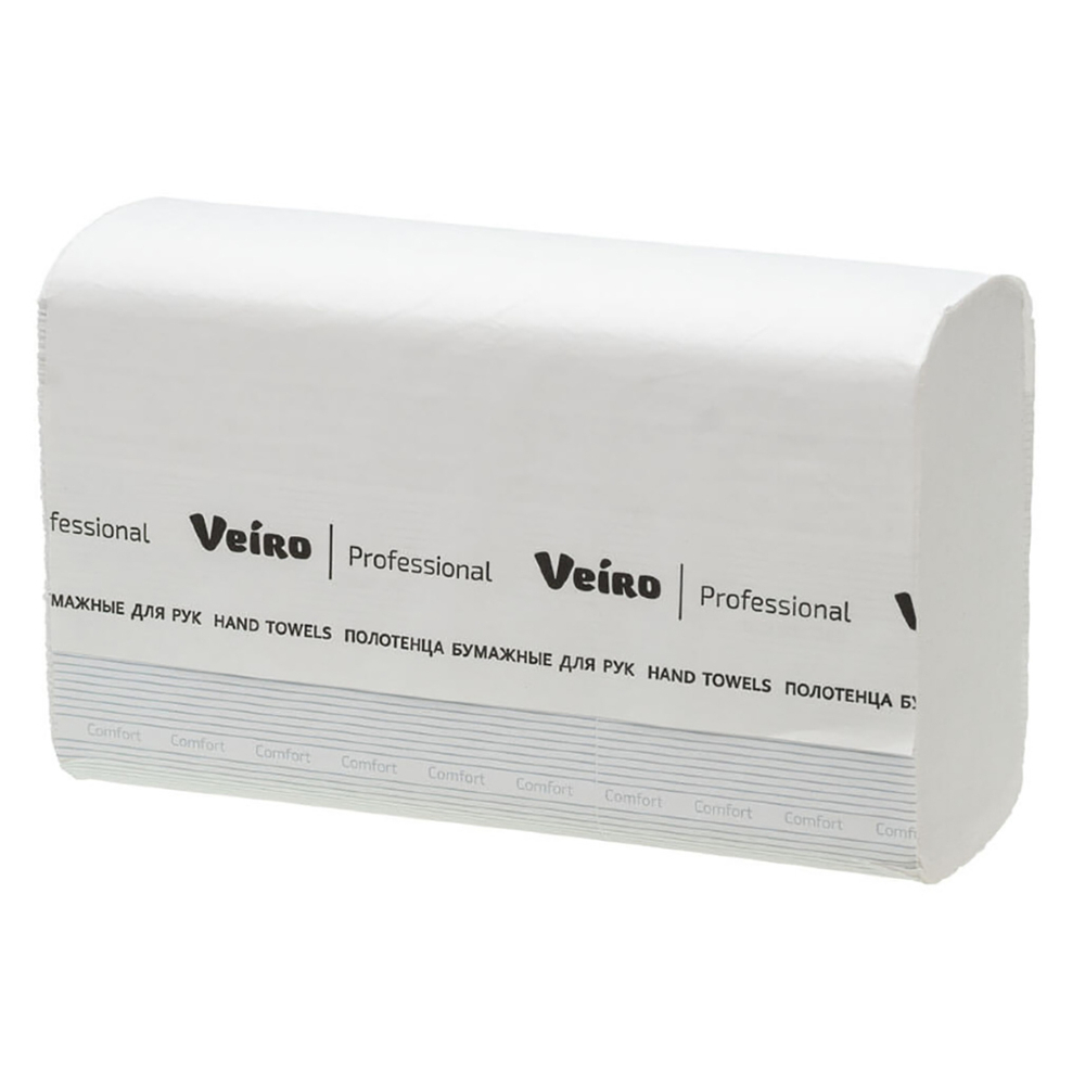 Бумажные полотенца Z-сложения в пачках Veiro Professional Comfort белые двухслойные (21 пачка по 200 л)