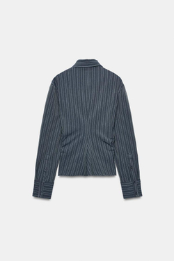 ZARA ПРИТАЛЕННАЯ РУБАШКА, ГОЛУБОЙ