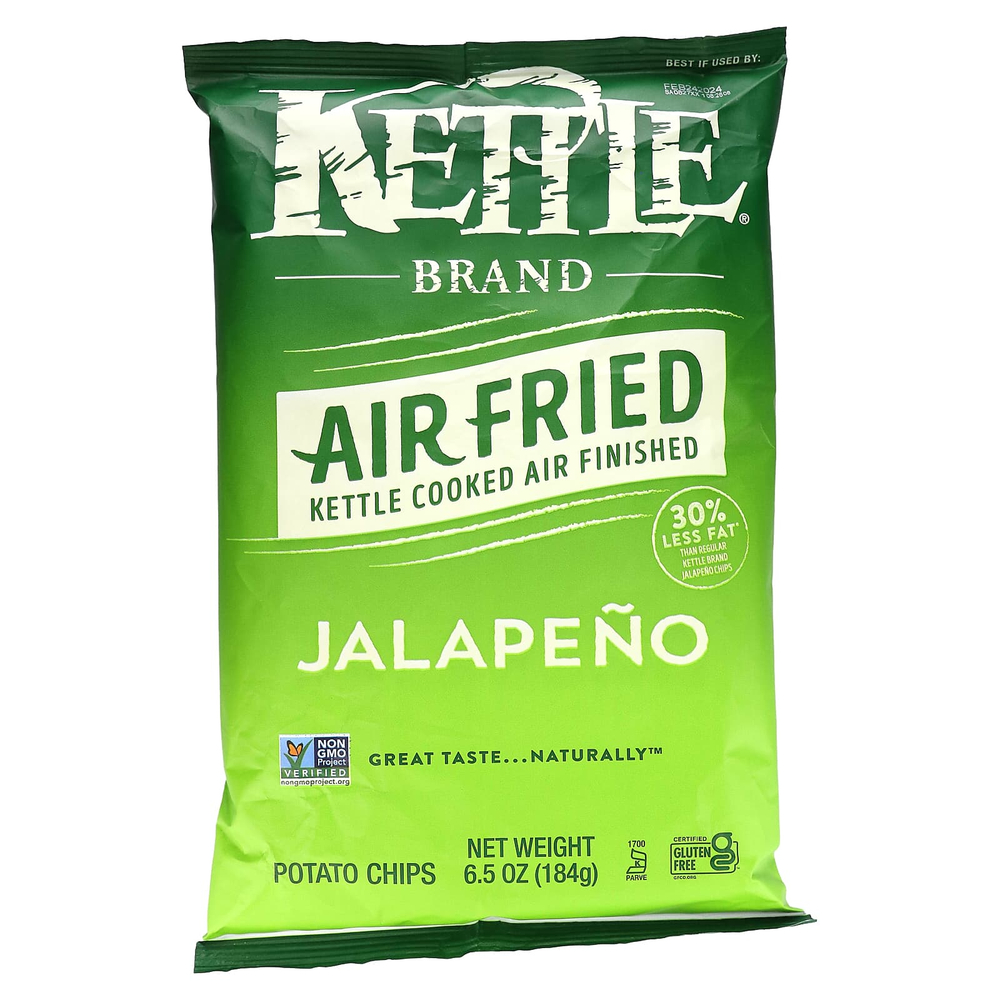 Kettle Foods, картофельные чипсы, обжаренные на воздухе, халапеньо, 184 г (6,5 унции)