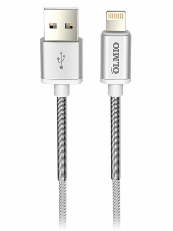 Partner HD USB 2.0 - lightning 1.2м 2.1A белый металлические штекеры нейлоновая оплетка пружи Кабель