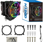 Кулер для CPU Alseye H120D V2.0, 2х120мм, 4-pin, Al+Cu, черный/FRGB, 800-2000rpm, 42.5CFM, 35.2дБ, 6-PIPE(прямой контакт), TDP 200Вт, INTEL 1700/1200/115x/775/2011, AMD AM5/AM4/AM3(+)/AM2(+)/FM2(+)/FM1, безвинтовое креплнение (AS.01.02.0009)