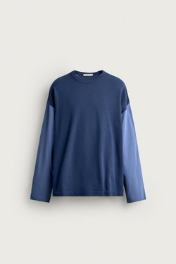 ZARA - FRUIT OF THE LOOM™ ФУТБОЛКА С ДЛИННЫМ РУКАВОМ, СИНИЙ