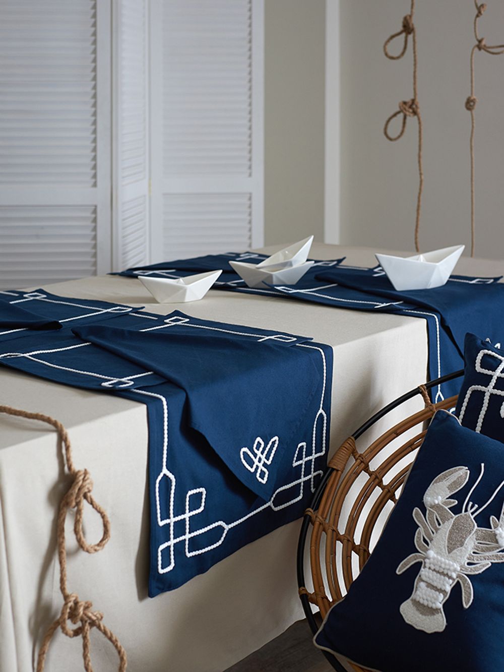 Дорожка на стол Navy story из коллекции Sea treasures, 45х150 см