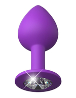 Фиолетовая анальная пробка со стразом Her Little Gem Medium Plug - 8,3 см. (Цвет: фиолетовый)