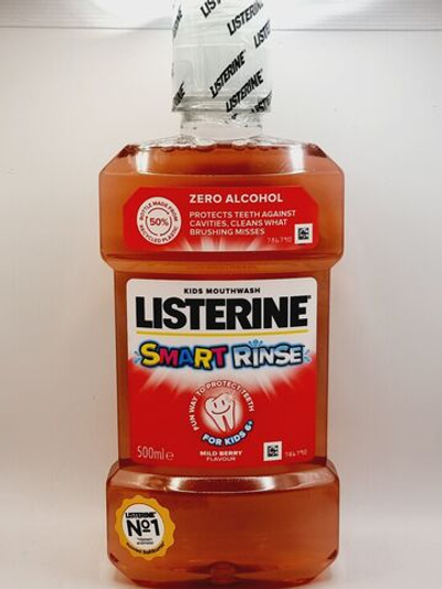 LISTERINE детский ополаскиватель для полости рта 6+, Smart Rinse, Ягодная свежесть, 500 мл (Франция)