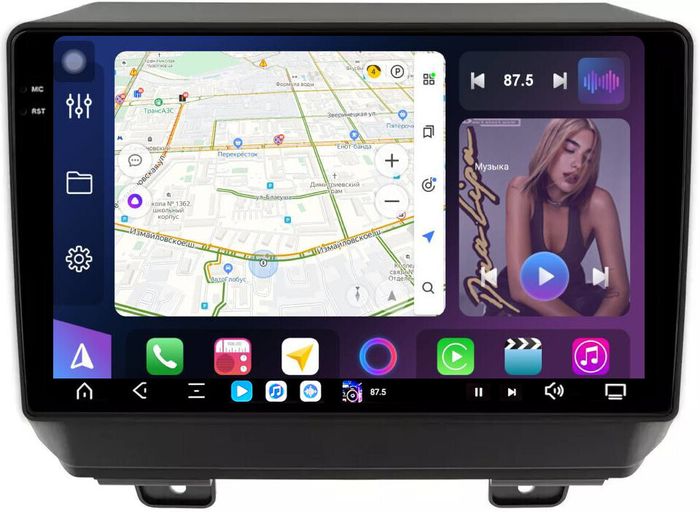 Магнитола для Jeep Wrangler 4 2018+ - FarCar S500-TS20 монитор 9.5" 2K QLED на Android 14, Быстрейшая, CarPlay, 4G SIM-слот