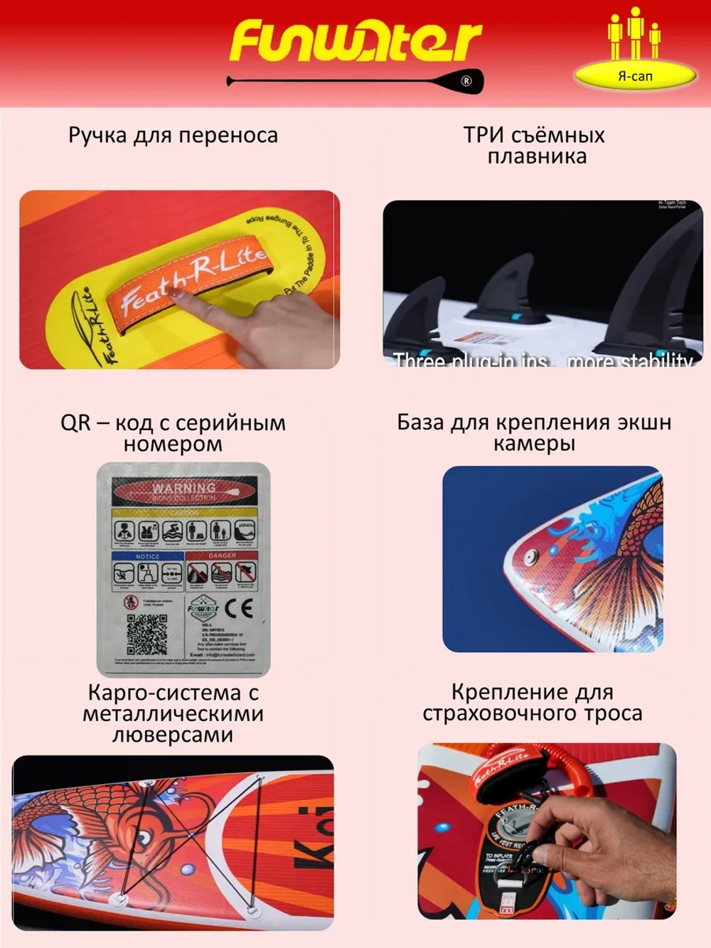Сапборд надувной сап борд sup board 200 кг FunWаtеr 330 см