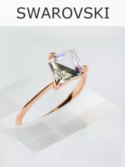 Кольцо Миражи тонкое с сиреневым кристаллом Swarovski