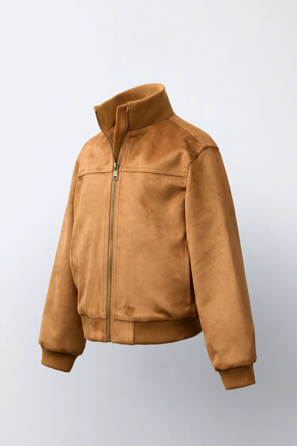 ZARA БОМБЕР ИЗ ИСКУССТВЕННОЙ ЗАМШИ, РЫЖЕВАТО-КОРИЧНЕВЫЙ
