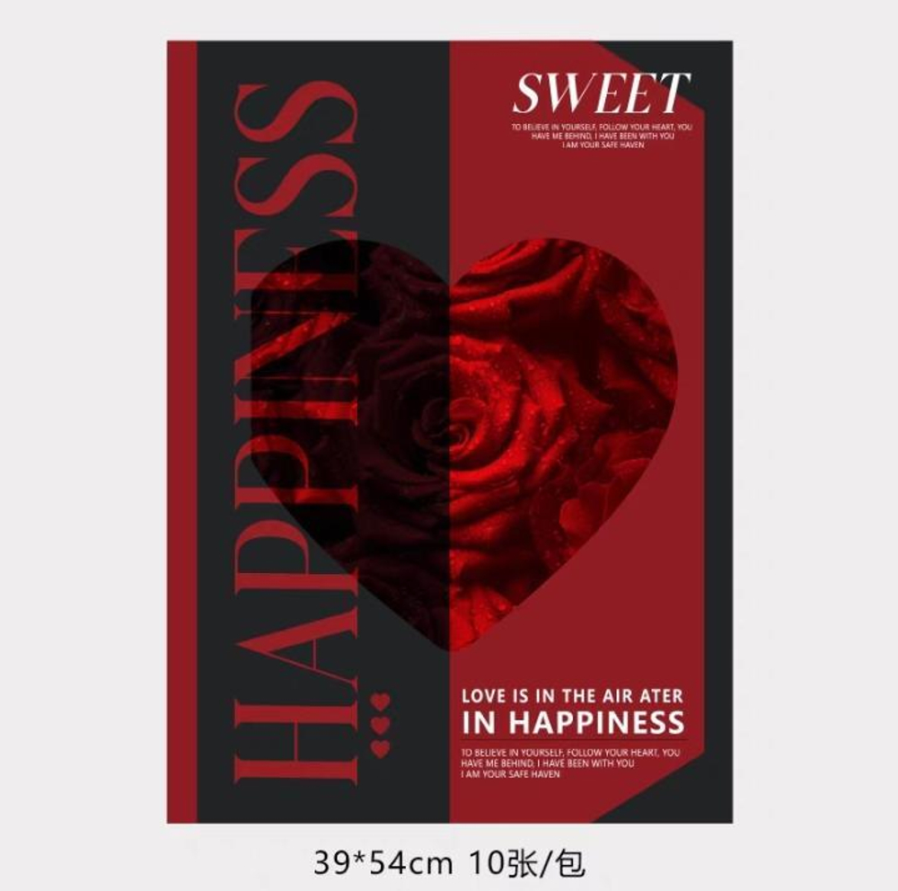 ЛИСТ бумага "Sweet" 50*58/10шт ЧЕРНЫЙ/КРАСНЫЙ