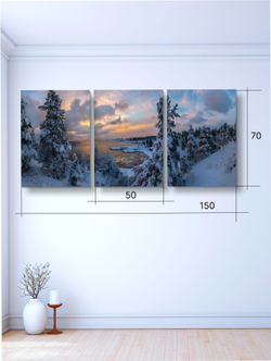 Картина Деревенская речка модульная 50x70см 3шт.