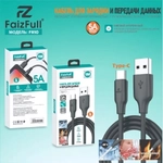 Кабель FaizFull FR10 USB-Type-C 5А 1м огнеупорный Silicone Black