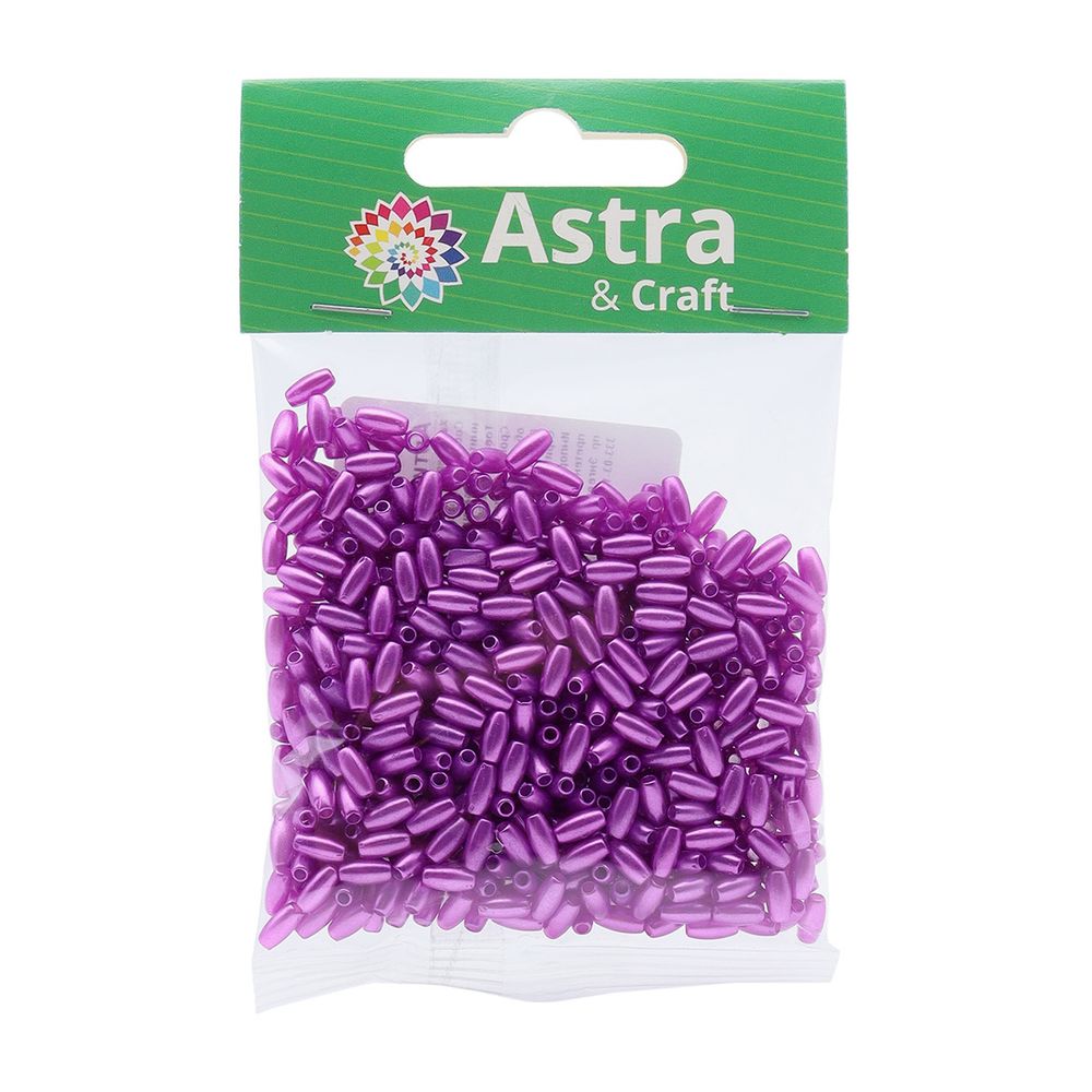 Бусины пластик (жемчуг) 3х6 мм, 15 г, Astra&Craft (ярко-сиреневый), 4AR293/294