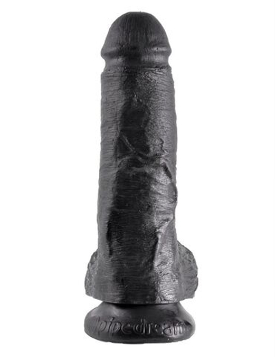 Чёрный фаллоимитатор 8 Cock with Balls - 21,3 см. (Цвет: черный)