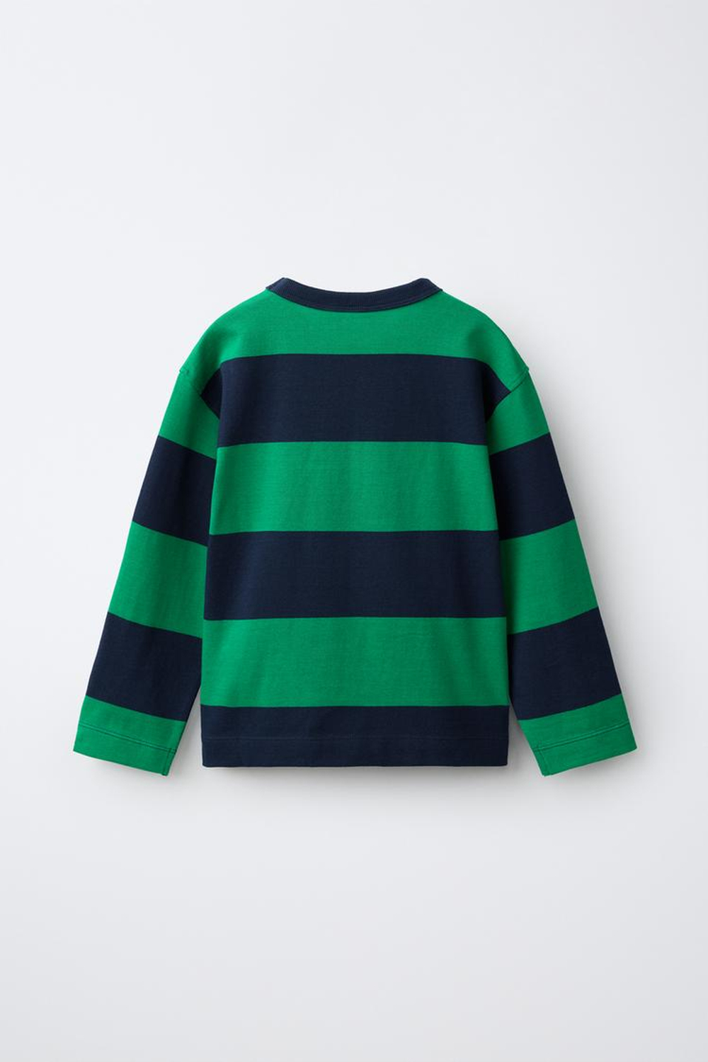 ZARA ФУТБОЛКА HEAVY WEIGHT В ПОЛОСКУ, ЗЕЛЕНЫЙ