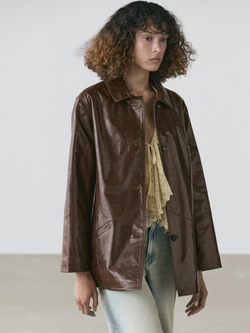Massimo Dutti Куртка из кожи наппа, коричневый