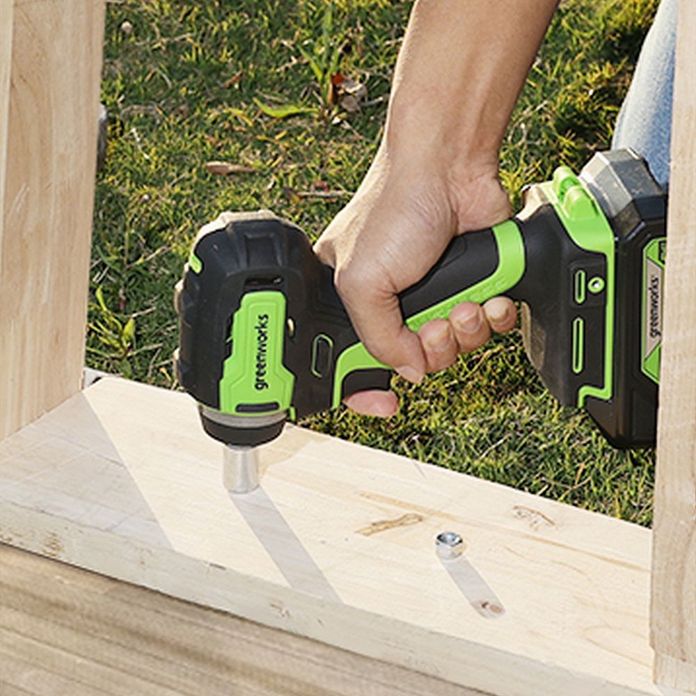Гайковерт ударный акк. Greenworks G24IW200, 24V,б/щет, 3/8'', 200Нм, 1х4Ач,ЗУ,кор (3803607CUB)