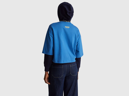 Benetton Укороченная футболка свободного кроя Stranger Things, синий