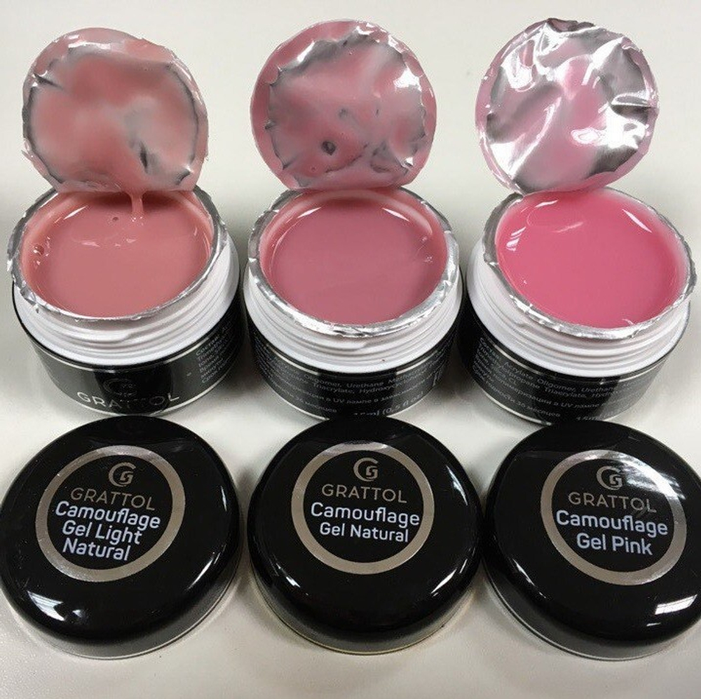 GRATTOL Гель камуфлирующий Camouflage Gel Light Natural, 15 мл