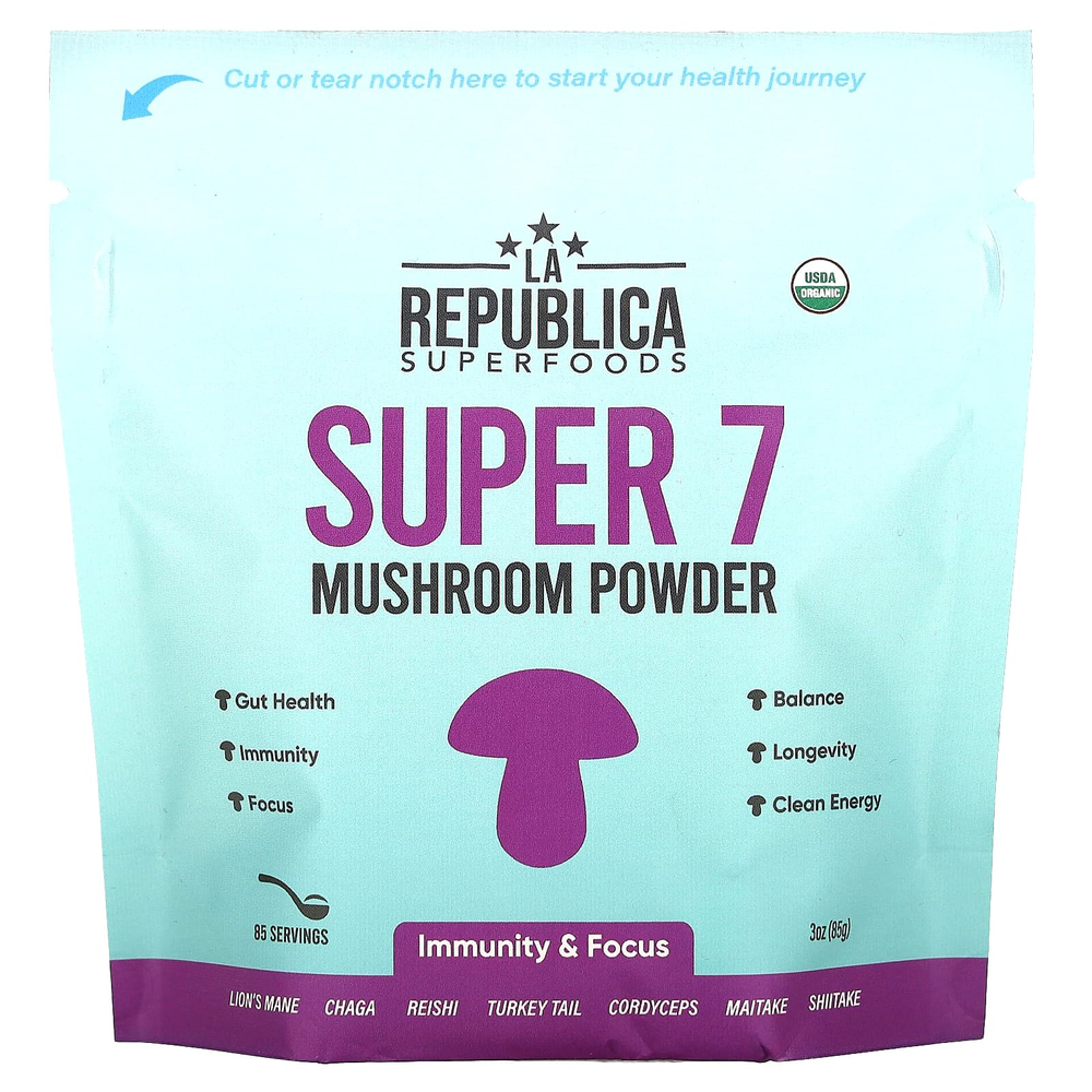 La Republica, Super 7, грибной порошок, 85 г (3 унции)
