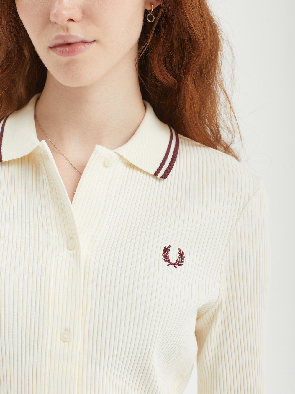 Женская Рубашка Button-through Rib Polo