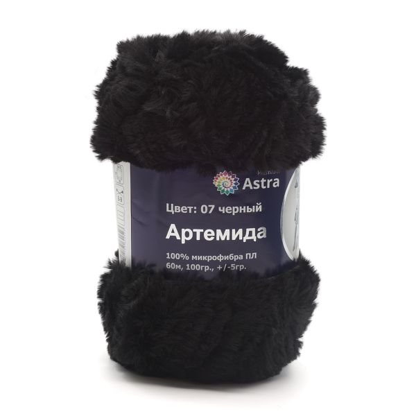 Пряжа Astra Premium (Астра Премиум) Артемида / уп.3 мот. по 100 г, 60 м, 07 черный