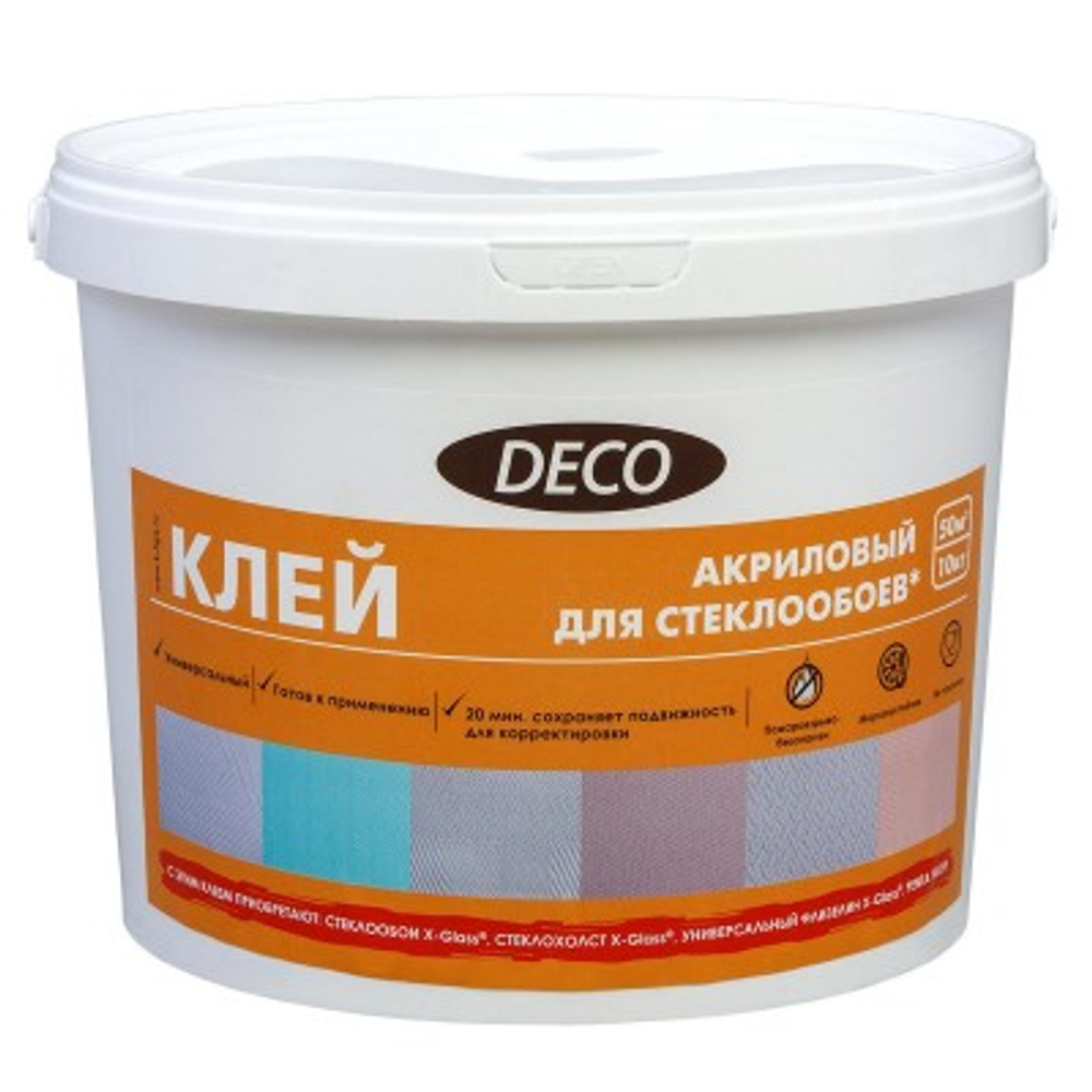 Клей акриловый для стеклообоев и стеклохолста deco 10 кг (ведро)