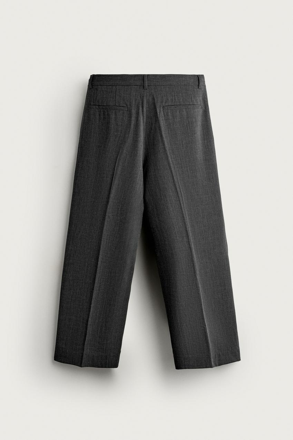 ZARA БРЮКИ RELAXED FIT СО СКЛАДКАМИ, СЕРЫЙ