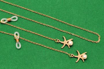 Цепочка золотистая с морской звездой белая жемчужина WH028.1, 75 см