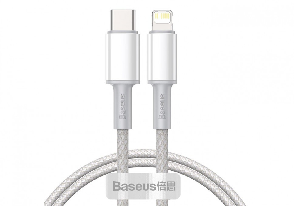 Кабель-зарядка Type-C на Lightning Baseus High Density Braided 20W 1м (CATLGD-02) белый