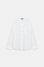 РУБАШКА ОВЕРСАЙЗ ИЗ ШИФОНА В ПОЛОСКУ С КАРМАНОМ — ZARA