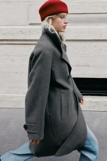 ZARA ОДНОТОННАЯ ШАПКА ИЗ 100% ШЕРСТИ, КРАСНЫЙ