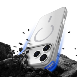 Прозрачный матовый чехол серого цвета с MagSafe для iPhone 17 Pro, серия Yind Series (Open Ring Version) от Dux Ducis