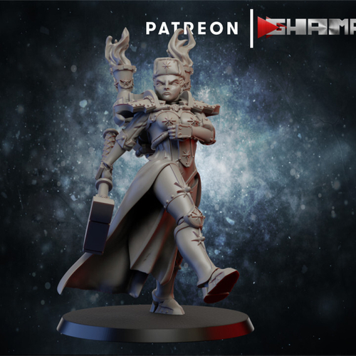 Adepta Sororitas Sister Dogmata  Красная сестра с молотом миниатюра для dnd, днд, pathfinder, фентези, Настольная игра, НРИ, Варгейм, РПГ