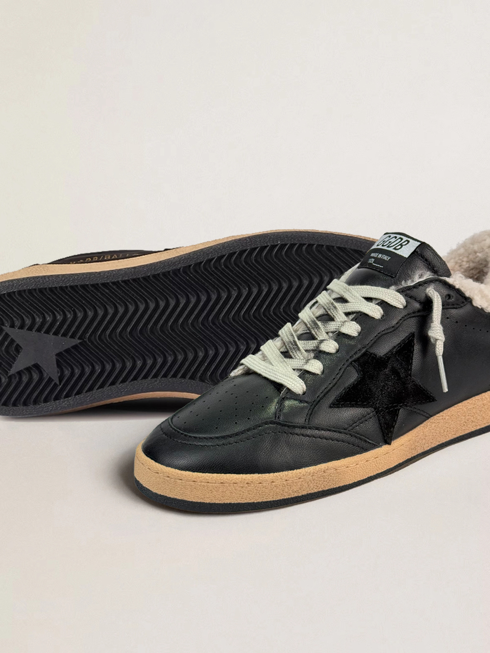 Men’s Ball Star in black nappa with suede star and nappa heel tab