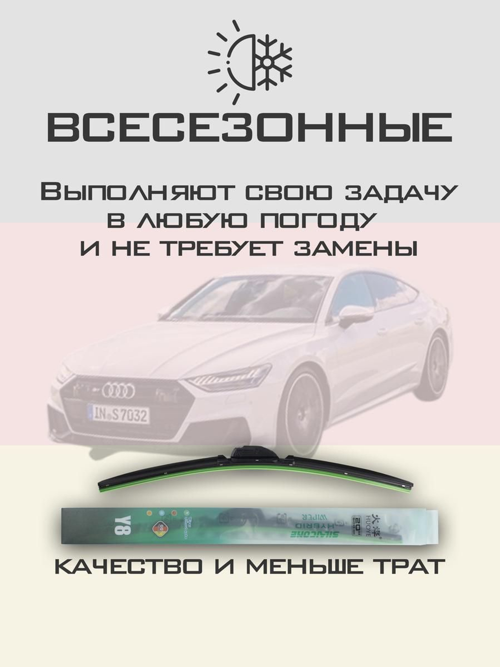 Щетки стеклоочистителя HUOYE Y8 600/500 мм на Audi S7 | Push button